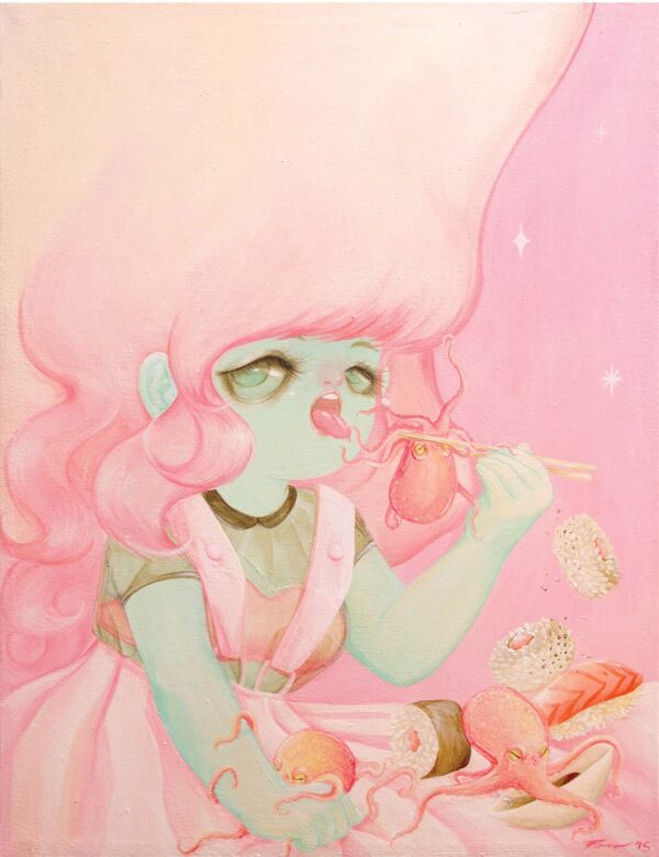 Eating sushi
